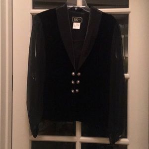 Black velvet evening wear.